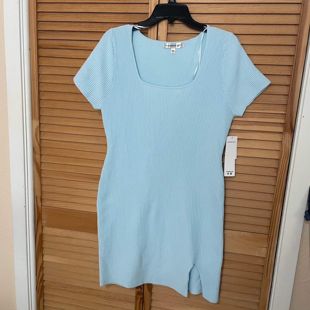 Madden Girl Sky Blue Ribbed Dress Size XXL